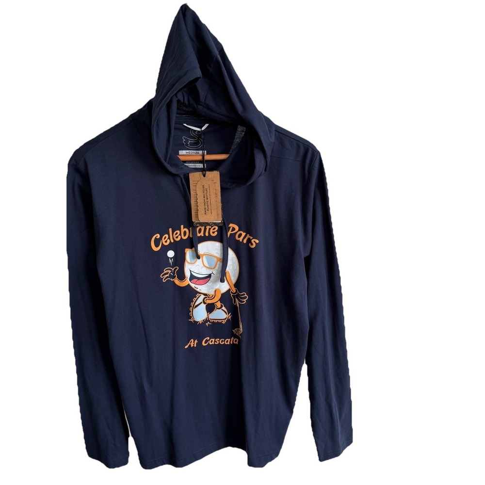 Swannies Hoodie Mens Medium Blue Long Sleeve Golf Pullover Shirt NWT